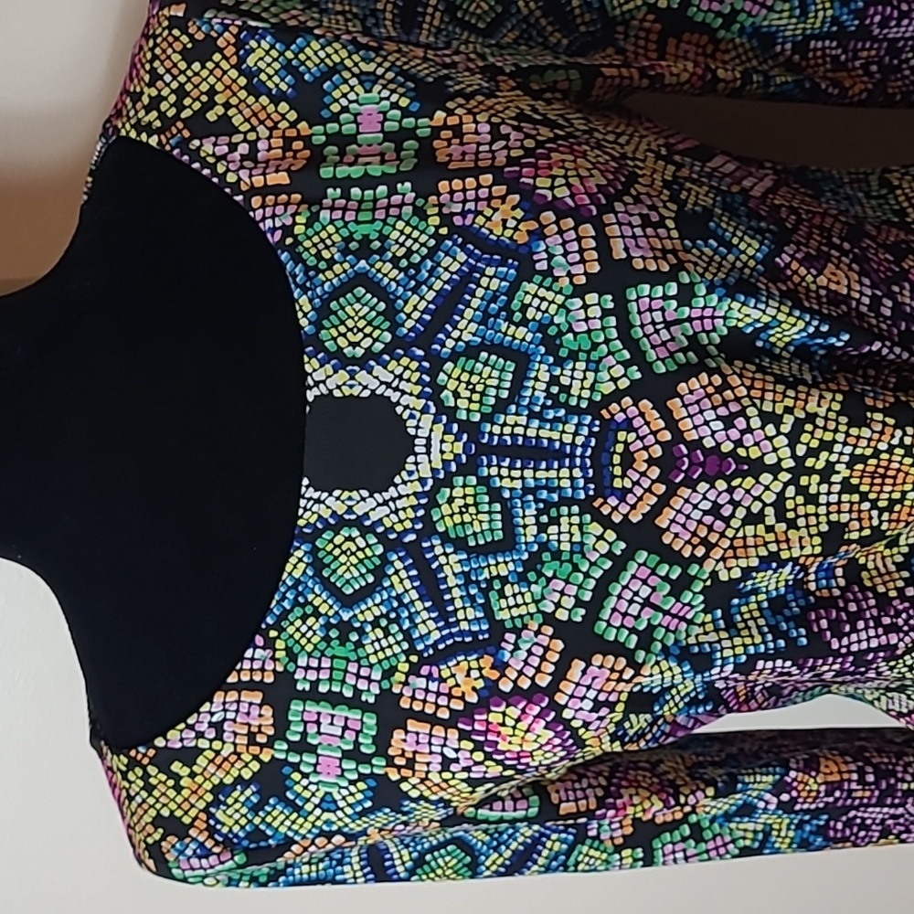 Hale Bob Shift Dress Long Sleeve Colorful Med Reptile Ruched Bodycon Womens - Picture 2 of 12